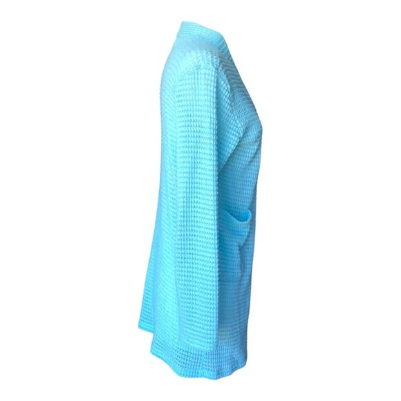 Blakeley Blue Waffle Knit Open Front Lola Cardigan Long Sleeve Women's XS/S - Picture 2 of 8